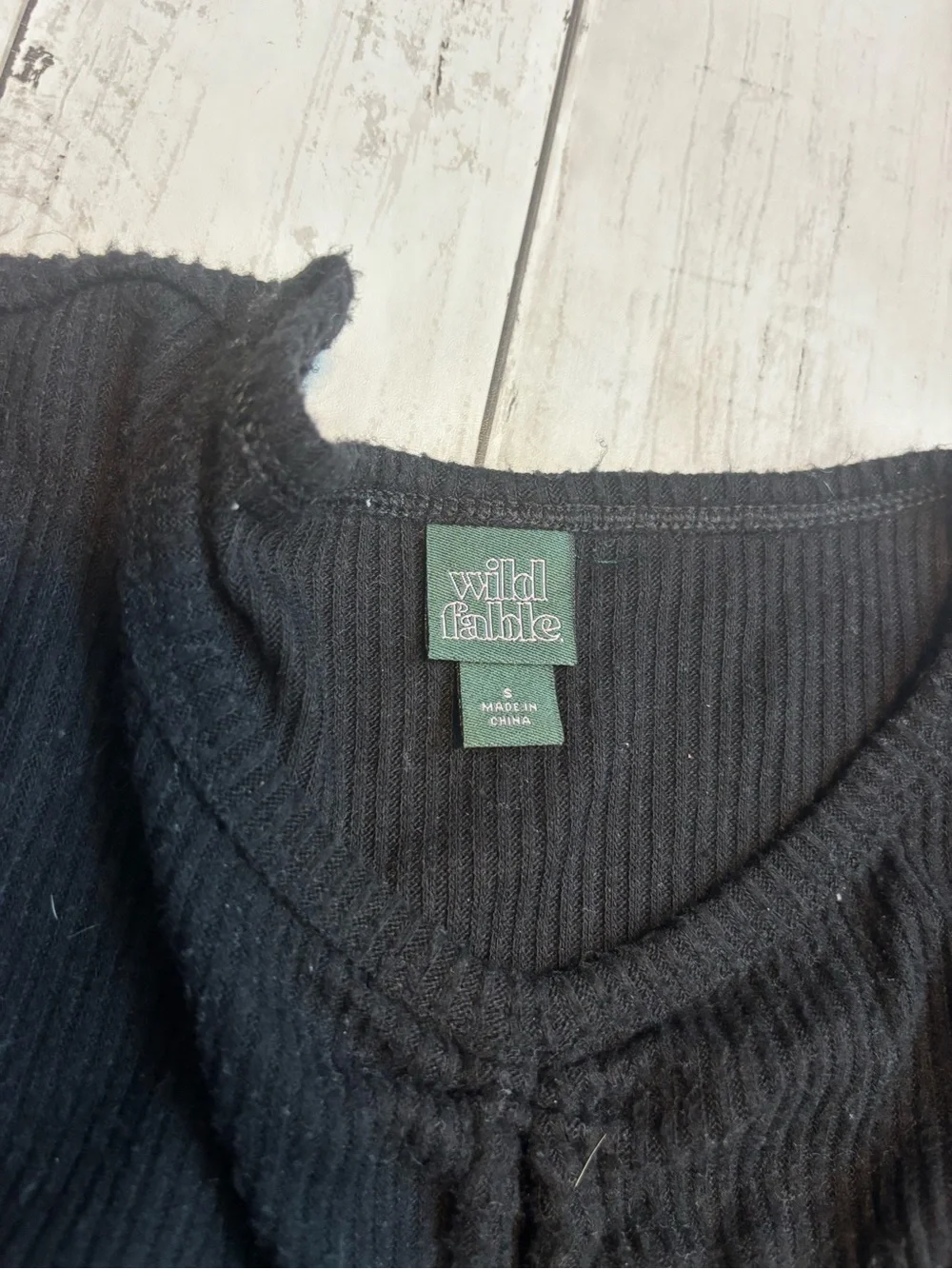 wild fable Black Cinch-Front Long Sleeve Sweater